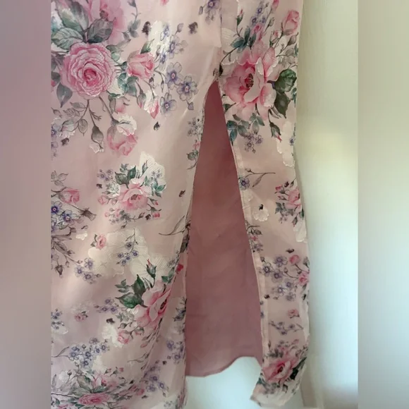 Lulu's Blush Pink Satin Maxi Slip Dress - Picture 2 of 4